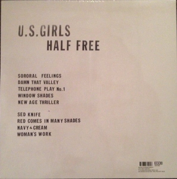 Image of Back Cover of LP - VG+/VG+ - U.S. GIRLS, Half Free (4AD; CAD 3520, UK 2015, Insert), ,  - 3846018S