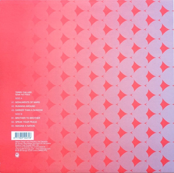 Image of Back Cover of LP - VG+/VG - TERRY CALLIER, Speak Your Peace (Mr Bongo ; MRBLP023, UK 2002, Inner), Light Marks only.,  - 0916189C