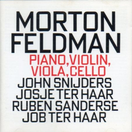 Image of Front Cover of CD - VG+/VG+ - MORTON FELDMAN - JOHN SNIJDERS, JOSJE TER HAAR, RUBEN SANDERSE, JOB TER HAAR, Piano, Violin, Viola, Cello (hat ART ; hat ART CD 6158, Switzerland 1995), ,  - 2656191S
