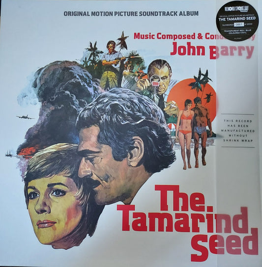 Image of Front Cover of 4725223E: 2xLP - JOHN BARRY, The Tamarind Seed - Original Soundtrack (RSD 2022) (Silva Screen; SILLP1647, US 2022, Gatefold, Black Inners, Blue and Red Vinyl, With Obi, Numbered, Ltd to 2000) With Obi.   VG+/VG+