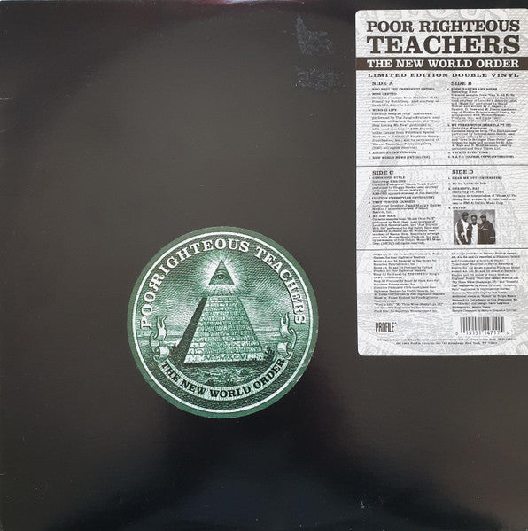 Image of Front Cover of 2xLP - G+/G - POOR RIGHTEOUS TEACHERS, The New World Order (Profile Records  ; PRO-1471-1, US 1996, Stickered Plain Sleeve, Limited Edition), Many marks on the record. WOL. Heavy edgewear, ringwear, creases.,  - 4226355E