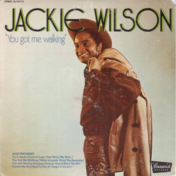 Image of Front Cover of LP - EX/EX - JACKIE WILSON, 'You Got Me Walking' (Brunswick ; BL 754172, US 1971, Pasteback Sleeve), Sleeve still in shrinkwrap (opened). Corner 'cut out'.,  - 4246169S