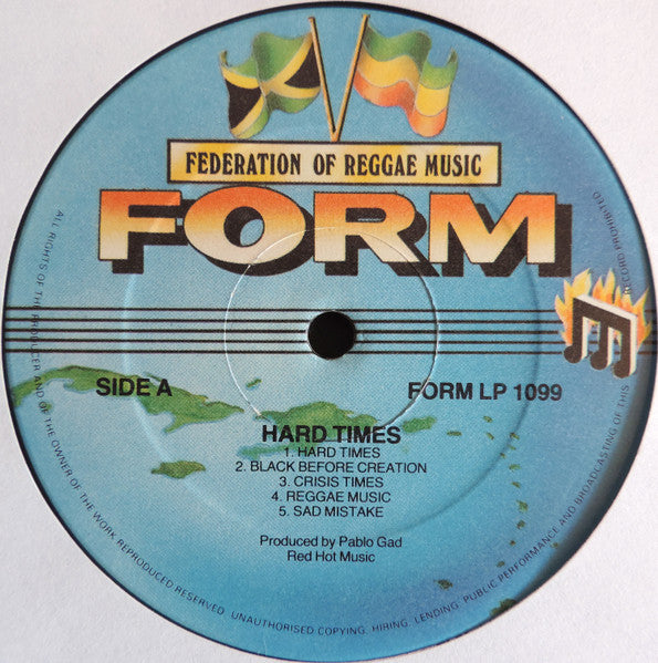 Image of Label Cover of LP - VG/VG+ - PABLO GAD, Hard Times (FORM; FORM LP 1099, UK 1980), Clean shiny copy. WOL on top left corner of sleeve.,  - 3626326E