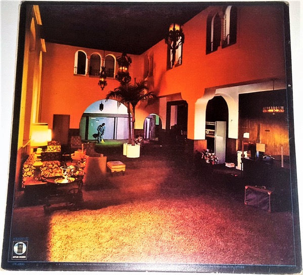 Image of Back Cover of LP - VG+/VG+ - EAGLES, Hotel California (Asylum Custom Label; K53051, UK 1976, Gatefold, Inner, Poster, ALLEN in Run Out), ,  - 3946176S