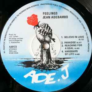 Image of Label Cover of LP - VG+/VG+ - JEAN ADEBAMBO, Feelings (ADE.J; AJ 0123, UK 1983), Shiny EX copy. Nice looking sleeve.,  - 3646142S