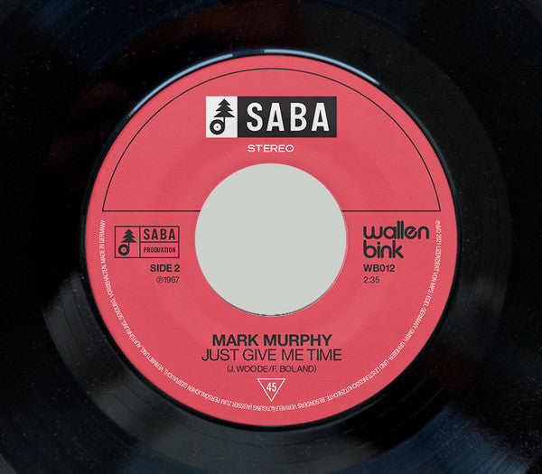 Image of Label Cover of 7" - VG+/VG+ - MARK MURPHY, Sconsolato / Just Give Me Time (SABA ; WB012, UK 2021, Picture Sleeve In Stickered Plastic Outer, Black Vinyl.), ,  - 0516366C