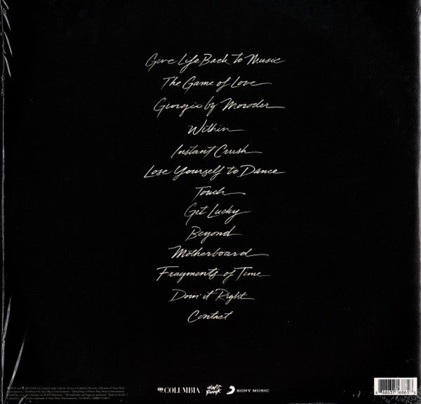Image of Back Cover of 2xLP - NEW/NEW - DAFT PUNK, Random Access Memories (Columbia ; 88883716861, Europe 2021 Reissue, Gatefold, Booklet, 180 Gram Vinyl), ,  - 2116569C