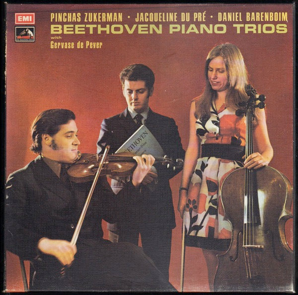 Image of Front Cover of 4524140E: 5xLP - PINCHAS ZUCKERMAN, JACQUELINE DU PRE, DANIEL BARENBOIM, Beethoven: Piano Trios (HMV Red, Square Nipper Box, Colour Dog Logo; SLS 789/5, UK 1970, Box Set, Booklet) Box Intact With Minor Edge Wear  VG/VG+