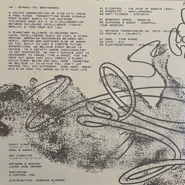 Image of Back Cover of 2x12" - VG+/EX - VARIOUS, Byakku - Tai Braindance (Childhood Drop Out'z ; CDONE, Germany 2022, Textured Sleeve, Black Inners), ,  - 4126374E