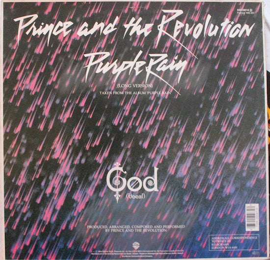 Image of Back Cover of 12" - VG/VG - PRINCE AND THE REVOLUTION, Purple Rain (Warner Bros. Records ; 920 267-0, Europe 1980s Reissue, White Frame Sleeve), Light marks, import sticker, edge wear,  - 4146182S