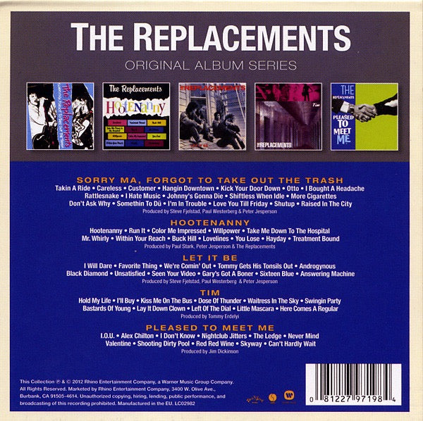 Image of Back Cover of 5xCD - VG/VG+ - THE REPLACEMENTS, Original Album Series (Rhino Records; 8122797198, Europe 2012, Slipcase, Inners), ,  - 2316190C