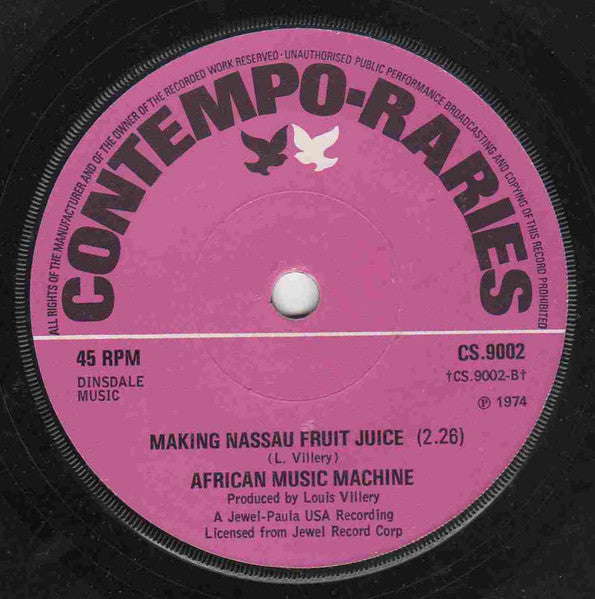 Image of Front Cover of 7" - /VG - AFRICAN MUSIC MACHINE, Black Water Gold (Pearl) / Making Nassau Fruit Juice (Contempo-Raries ; CS.9002, UK 1974, Solid Centre), Lighter marks,  - 3616225C