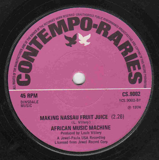 Image of Front Cover of 7" - /VG - AFRICAN MUSIC MACHINE, Black Water Gold (Pearl) / Making Nassau Fruit Juice (Contempo-Raries ; CS.9002, UK 1974, Solid Centre), Lighter marks,  - 3616225C