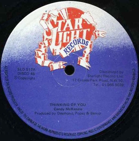 Image of Front Cover of 12" - VG/VG+ - CANDY MCKENZIE, Thinking Of You (Starlight Records; SLD 517, UK 1981, Company Sleeve), ,  - 2146320S