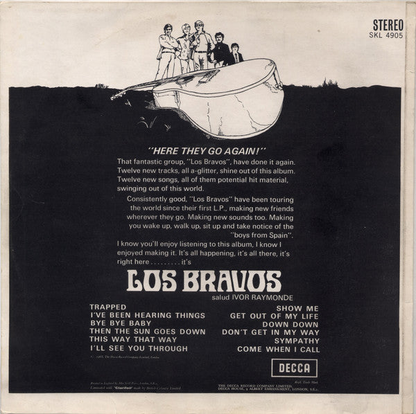 Image of Back Cover of LP - VG+/VG+ - LOS BRAVOS, Los Bravos (Decca Blue Unboxed; SKL 4905, UK 1968), ,  - 3526157E