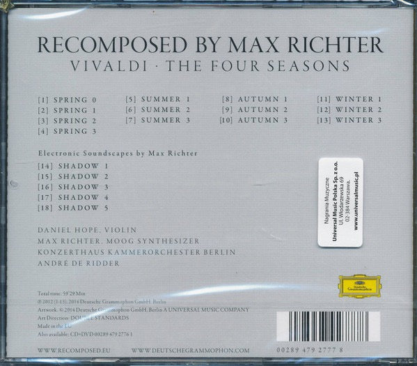 Image of Back Cover of CD - VG+/VG+ - MAX RICHTER, VIVALDI, DANIEL HOPE, KONZERTHAUS KAMMERORCHESTER BERLIN, ANDR  DE RIDDER, Recomposed By Max Richter (Vivaldi - The Four Seasons) (Deutsche Grammophon; 479 2777, Europe 2014, Jewel Case), ,  - 2416008C