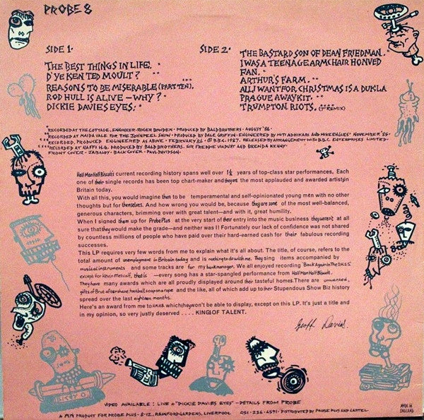 Image of Back Cover of 4644391S: LP - HALF MAN HALF BISCUIT, Back Again In The D.H.S.S. (Probe Plus ; PROBE 8, UK 1987)   VG+/VG+