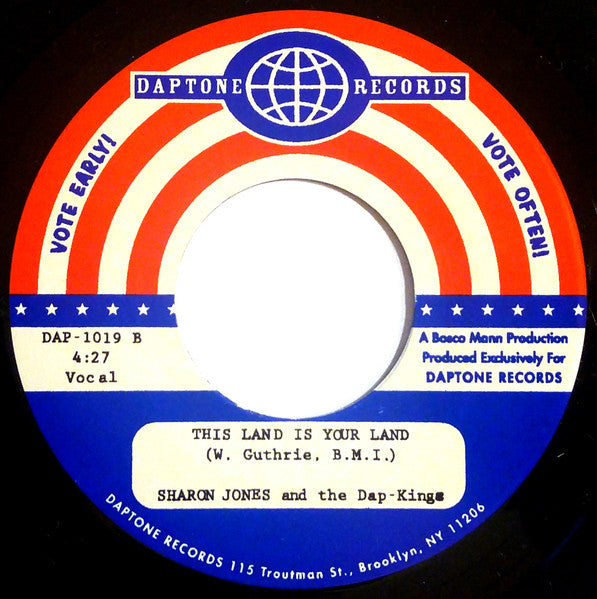 Image of Label Cover of 7" - /EX - SHARON JONES AND THE DAP-KINGS, What If We All Stopped Paying Taxes? / This Land Is Your Land (Daptone Records ; DAP-1019, US 2004, Plain Sleeve), ,  - 3556053S