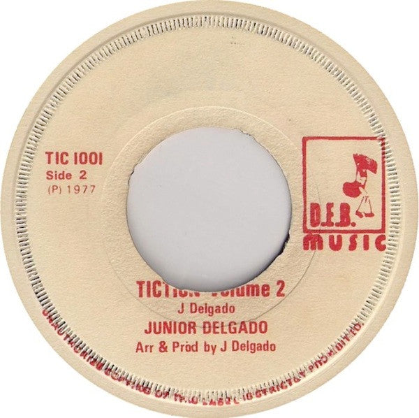 Image of Front Cover of 7" - /VG - JUNIOR DELGADO, Tiction (D.E.B. Music; 1001, UK 1977, Plain sleeve), Light marks.,  - 4026095E