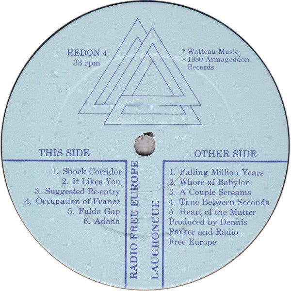 Image of Label Cover of LP - VG/VG - RADIO FREE EUROPE, Laughoncue (Hedonics Record ; HEDON 4, UK 1981), A few light hairlines. ,  - 4026283E