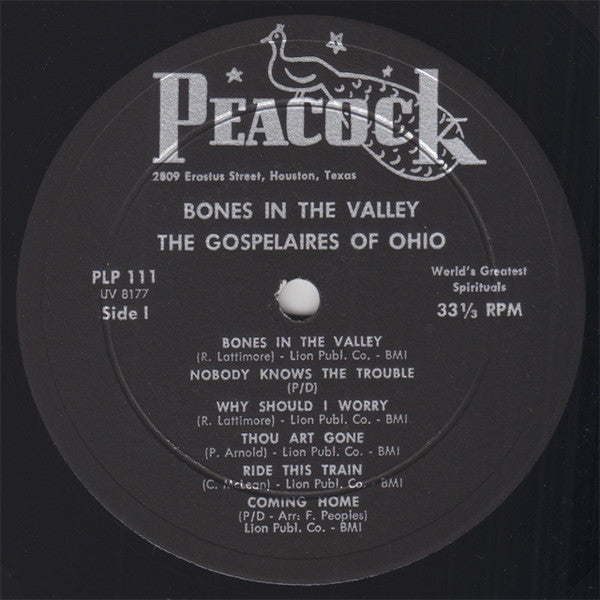 Image of Label Cover of LP - G+/G+ - THE GOSPELAIRES, Bones In The Valley (Peacock Records ; PLP 111, US 1963, Pasteback Sleeve, Mono), Light edge wear with small sticker residue and writing. Audible mark on A1, otherwise closer to VG.,  - 4146198S