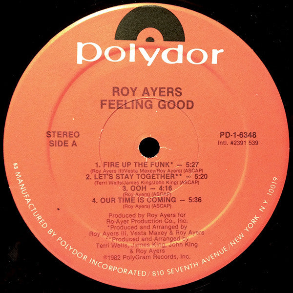 Image of Back Cover of LP - VG/VG+ - ROY AYERS, Feeling Good (Polydor; PD-1-6348, US 1982, Picture Sleeve, Inner), Record is in great condition. Sleeve has some very minor edge and ring wear.,  - 3846034S