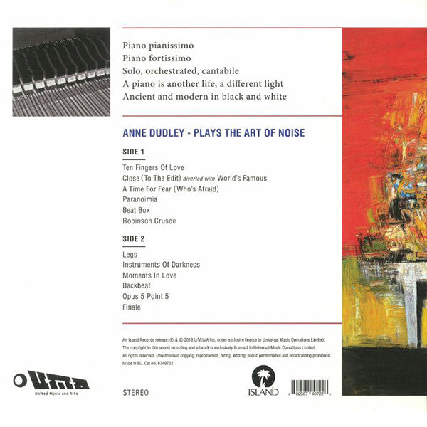 Image of Back Cover of 3924150E: LP - ANNE DUDLEY, Anne Dudley Plays The Art Of Noise (U/M/A/A ; 6749722, UK 2018, Inner & Insert, Insert is signed.)   VG/VG+