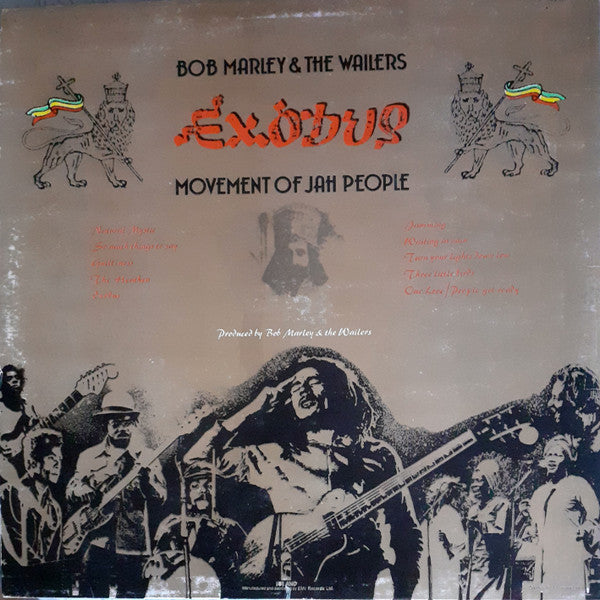 Image of Back Cover of LP - VG/G+ - BOB MARLEY AND THE WAILERS, Exodus (Island Records ; DLPS 9498, UK 1970s Reissue, NOT-Embossed Sleeve, Inner), Plays above grade, sleeve is neatly taped around the opening.,  - 3716127C