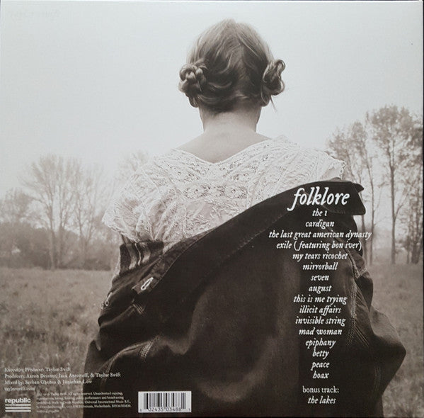 Image of Back Cover of 2xLP - NEW/NEW - TAYLOR SWIFT, Folklore (Republic Records ; 3503488, Europe 2020, Gatefold, 2 Inners, Brown Vinyl), ,  - 3455166S
