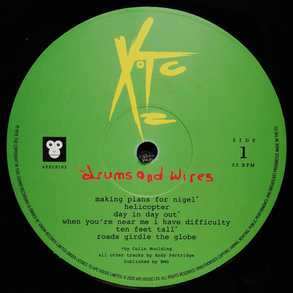 Image of Label Cover of 2115455C: LP - XTC, Drums And Wires (Ape House ; APELP103, UK 2020 Reissue, Stickered plastic outer, Inner, 200g Vinyl)   NEW/NEW