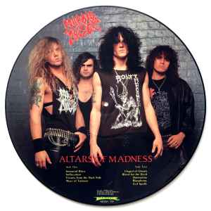 Image of Back Cover of 0446051S: LP - MORBID ANGEL, Altars Of Madness (Earrache; MOSH11P, UK 1989, Clear Plastic Sleeve, Picture Disc)   /VG+