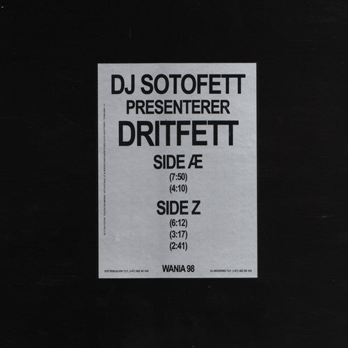 Image of Front Cover of 3624404E: 12" - DJ SOTOFETT, DJ Sotofett Presenterer Dritfett (Wania ; WANIA 98, Norway 2011, Insert)   VG/VG+