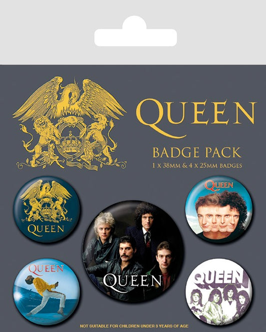 Image of Front Cover of 2255148S: Accessories - QUEEN, Assorted Badge Pack (5x badges; , UK 2022)   NEW/NEW