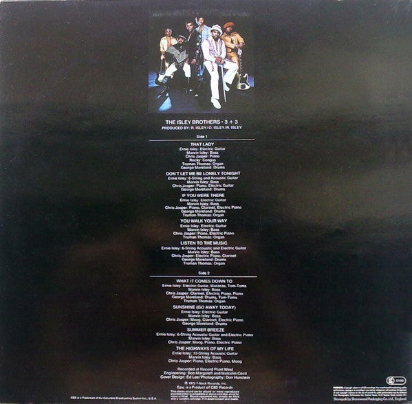 Image of Back Cover of 5124019E: LP - THE ISLEY BROTHERS, 3 + 3 (Epic ; S EPC 32039, UK 1970s Reissue)   VG/VG