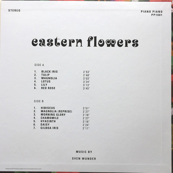 Image of Back Cover of 4754144S: LP - SVEN WUNDER, Eastern Flowers (Piano Piano ; PP1001, Sweden 2020 Reissue)   NEW/NEW