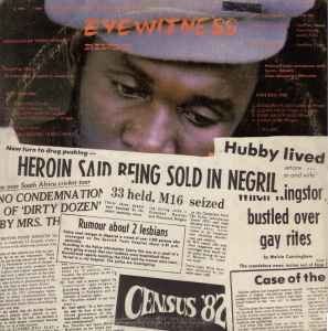 Image of Back Cover of 2414413C: LP - RINGO, Eyewitness (MIC Productions ; M.C. 002, Jamaica 1982) Patch of marks on side A, looks nasty, plays just fine, solid VG player throughout. Light storage wear on sleeve.  VG+/G+