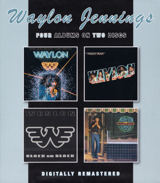Image of Front Cover of 2xCD - VG+/VG+ - WAYLON JENNINGS, What Goes Around Comes Around / Music Man / Black On Black / Waylon And Company (BGO Records ; BGOCD1462, UK 2021, Card Slipcase with Jewel Case inside), ,  - 4236081E