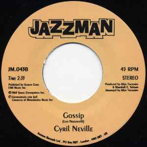 Image of Back Cover of 4254440S: 7" - AARON NEVILLE / CYRIL NEVILLE, Hercules / Gossip (Jazzman ; JM.043, UK 2005 Reissue, Plain Sleeve) Lightest of marks.  /VG+