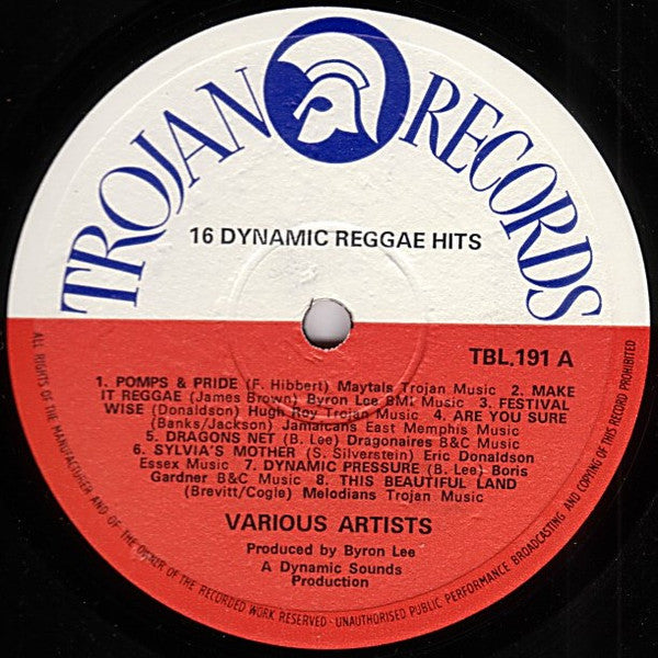 Image of Label Cover of LP - VG/G+ - VARIOUS ARTISTS, 16 Dynamic Reggae Hits (Trojan Records; TBL 191, UK 1973, Laminated Front Sleeve), ,  - 1216106C
