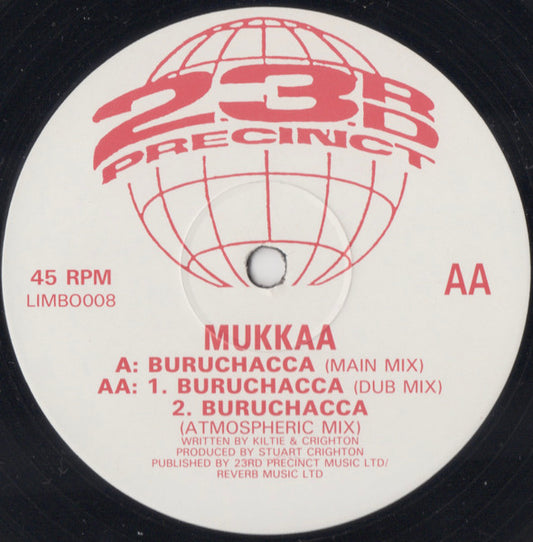 Image of Front Cover of 12" - VG/VG - MUKKAA, Buruchacca (Limbo Records ; LIMBO008, UK 1993, Die Cut Company Sleeve), light creasing to company sleeve. one or two marks - minor,  - 3446154S