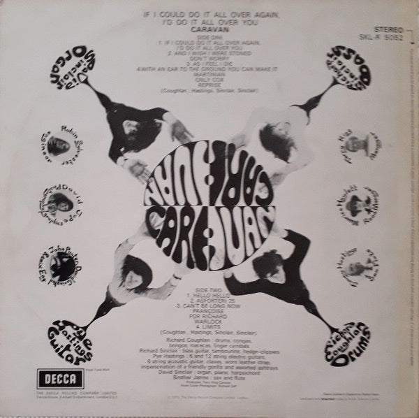 Image of Back Cover of 0225204E: LP - CARAVAN, If I Could Do It All Over Again, I'd Do It All Over You (Decca ; SKL-R 5052, UK 1970 Repress, Laminated Sleeve, 2W/4W Run Outs) Sticker Stuck To Rear Sleeve  VG/VG