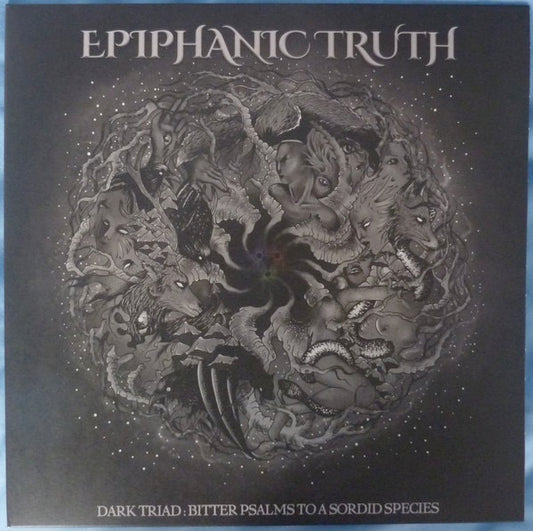 Image of Front Cover of 4945260S: LP - EPIPHANIC TRUTH, Dark Triad: Bitter Psalms To A Sordid Species (Church Road Records ; CRR067V, UK 2021, Green, Blue & Red Thirds. Limited to 193 Copies)   VG+/VG+