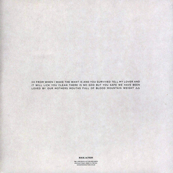 Image of Back Cover of LP - VG+/VG+ - KATHRYN JOSEPH, From When I Wake The Want Is (Rock Action Records ; ROCKACT114LP, UK 2018, Inner, Clear Vinyl), ,  - 3216155C