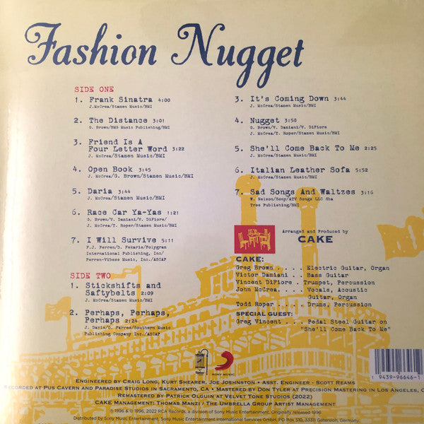 Image of Back Cover of 5134184E: LP - CAKE, Fashion Nugget (; 19439966461, UK 2022 Reissue, Inner)   NEW/NEW