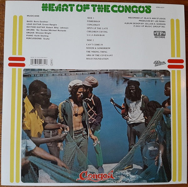 Image of Back Cover of LP - NEW/NEW - THE CONGOS, Heart Of The Congos (VP Records; VPRL4237, Europe 2022 Reissue, Remastered), , Heart of the Congos is a landmark reggae album whose initial obscurity was due to a dispute between producer Lee Perry and his label, Island records. Perry's idea to create a roots vocal album took shape when Cedric Myton and Roy Johnson auditioned at his Black Ark studio. The resulting album had Myton and Johnson wrapping their falsetto and tenor around one another in the sweetly