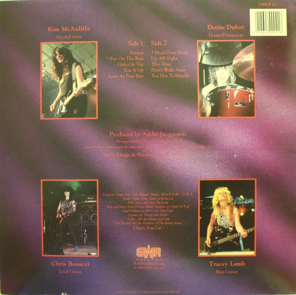 Image of Back Cover of LP - VG+/VG+ - GIRLSCHOOL, Take A Bite (GWR Records ; GWLP 21, UK 1988), Strong VG+,  - 2726253E