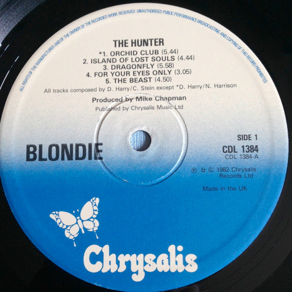 Image of Label Cover of LP - VG/VG+ - BLONDIE, The Hunter (Chrysalis ; CDL 1384, UK 1982, Inner), Edge creasing and corner bump. ,  - 2726342E