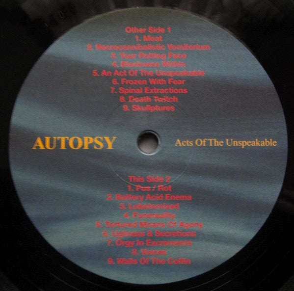 Image of Label of 0234252E: LP - AUTOPSY, Acts Of The Unspeakable (Peaceville ; VILELP33, Germany 2014 Reissue, Gatefold)   NEW/NEW