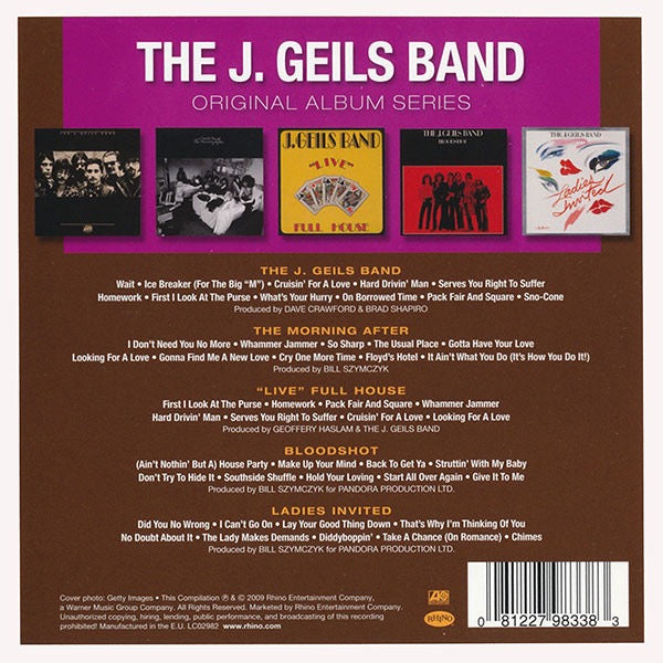 Image of Back Cover of 5xCD - VG+/VG+ - THE J. GEILS BAND, Original Album Series (Atlantic ; 8122 79833 8, Europe 2009, Slipcase, 5 Inners), ,  - 1616565C