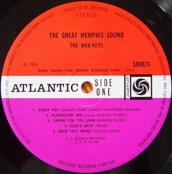 Image of Label Cover of 2614529C: LP - THE MAR-KEYS, The Great Memphis Sound (Atlantic ; 588024, UK 1966, Laminated Front Sleeve, Plum & Orange) Sleeve seams are taped. Disc is very clean - strong VG+  G+/VG+